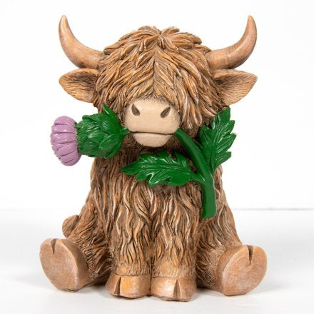 Scottish Thistle Highland Cow Ornament