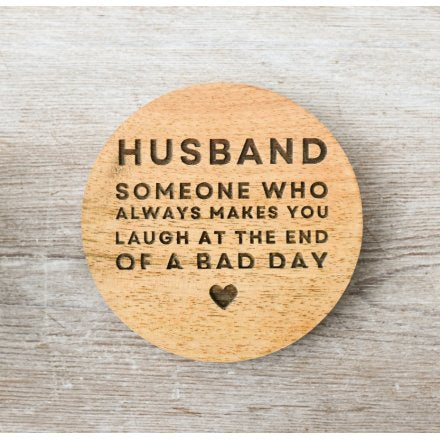 Husband wooden coaster