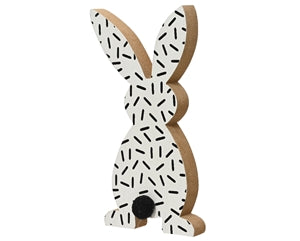 White with black sprinkles wooden bunny decorations