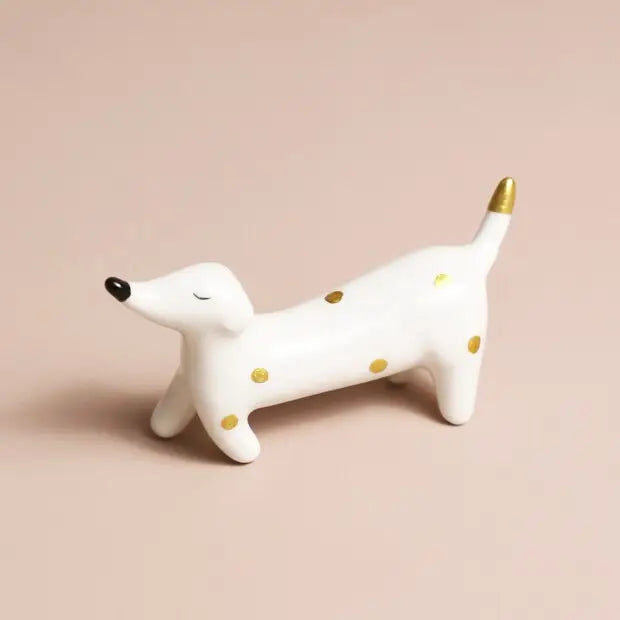 Ceramic Sausage Dog Ring Holder