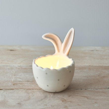 White with grey spots bunny ears egg cup