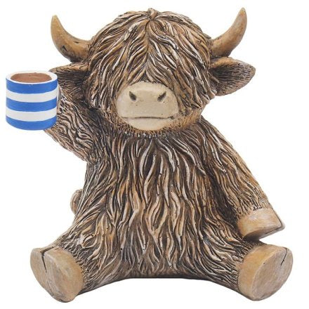 Highland Cow Grasping a Cup ornament