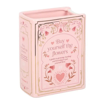 Pink ceramic book vase