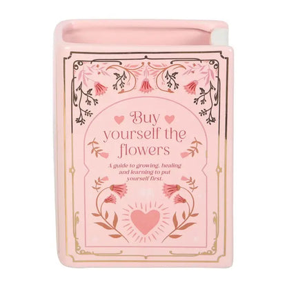 Pink ceramic book vase