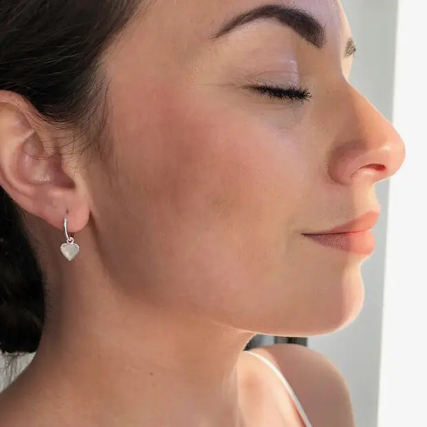 Sterling Silver Tiny Heart Hoop Earrings