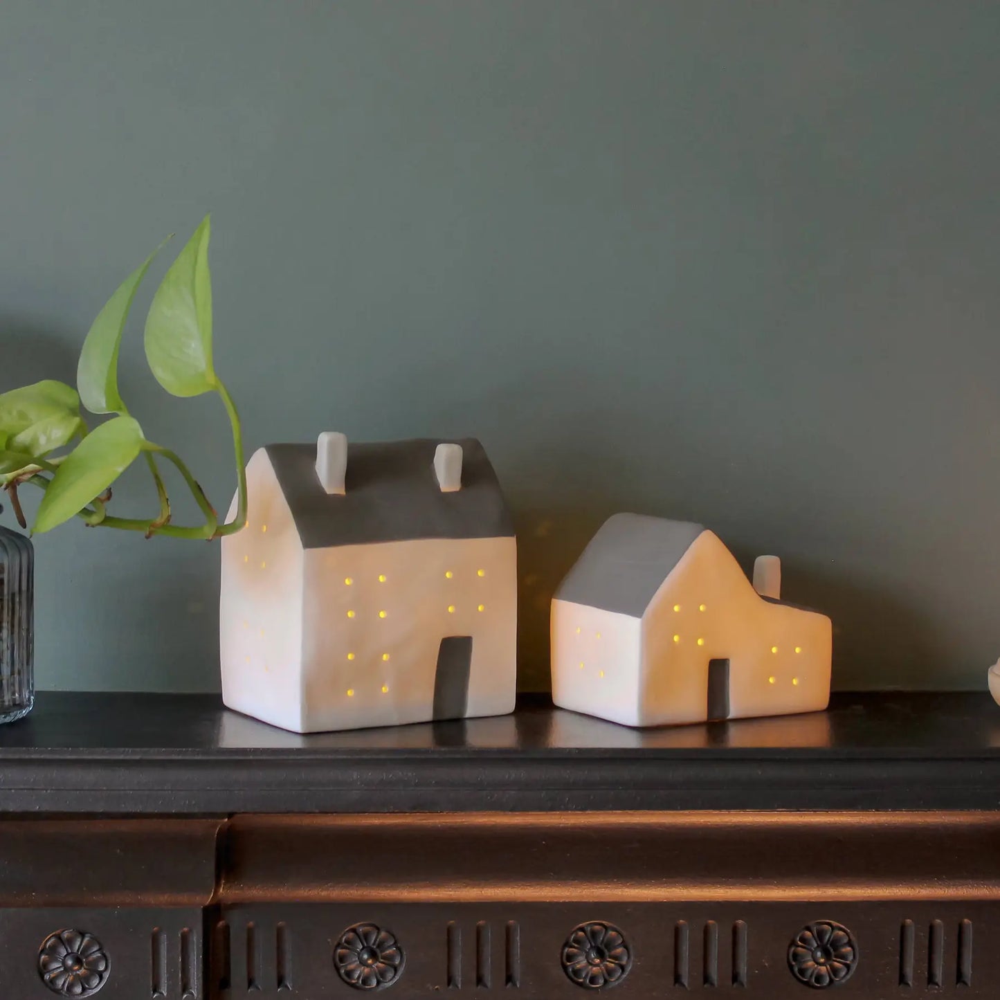 Ceramic house with LED