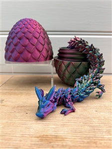 3D Printed Dragon In Egg Ornament/Fidget Toy - Purple/Blue
