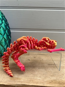 3D Printed T-REX Ornament/Fidget Toy - Gold/Red 27cm
