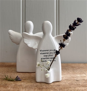 Ceramic Angel Ornament with Flower Stem Holder 12.5cm