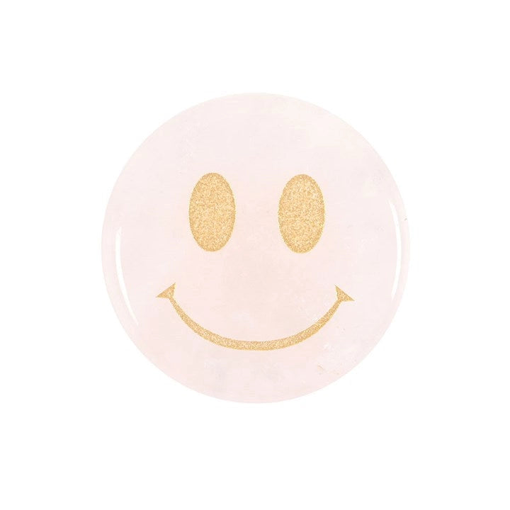 You Are Loved Rose Quartz Happy Face Crystal