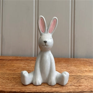 Porcelain grey sitting rabbit ornament
