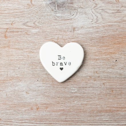 Be brave porcelain heart token