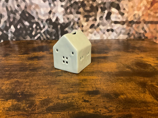 L. GLOW Home - Grey Ceramic House Shaped Tealight Holder, XXS