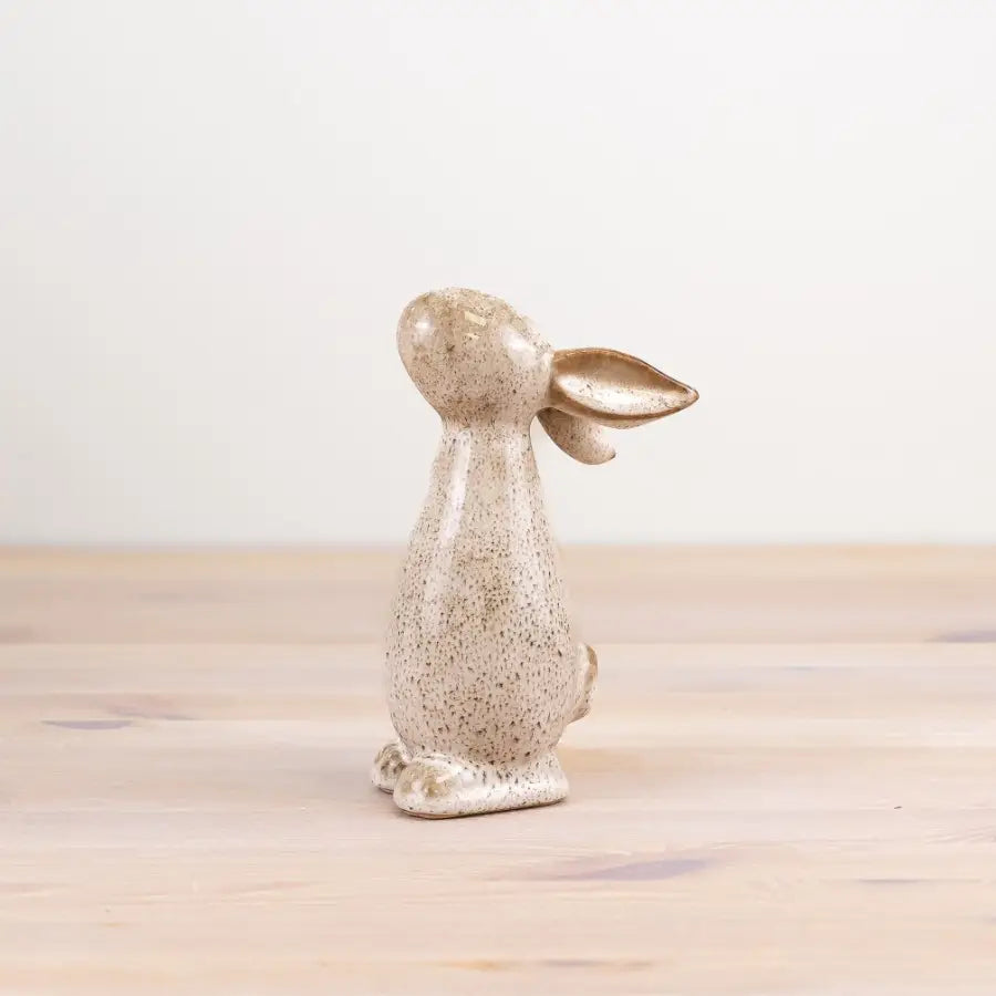 Glazed neutral standing bunny ornament