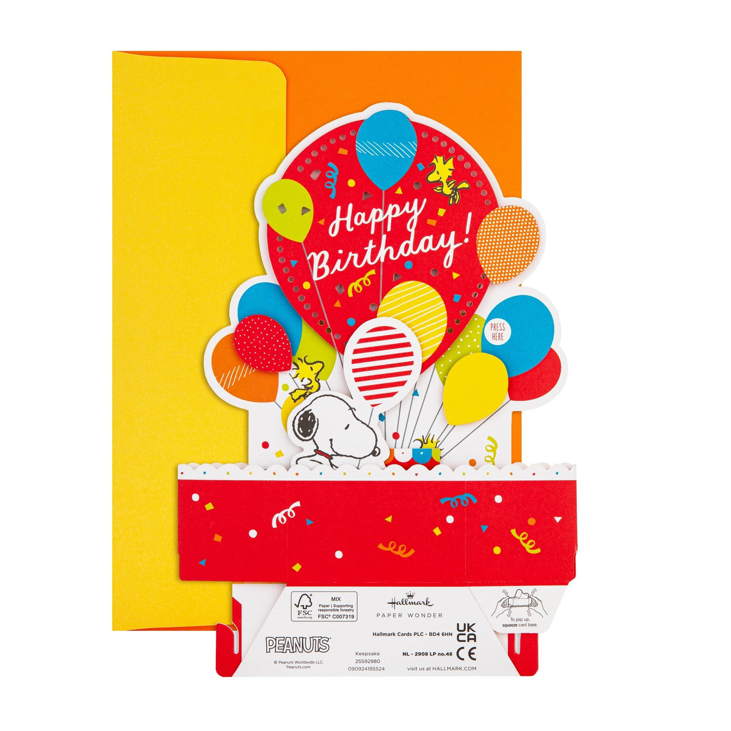 3D Pop-Up Musical Light-Up Snoopy & Woodstock Birthday Card