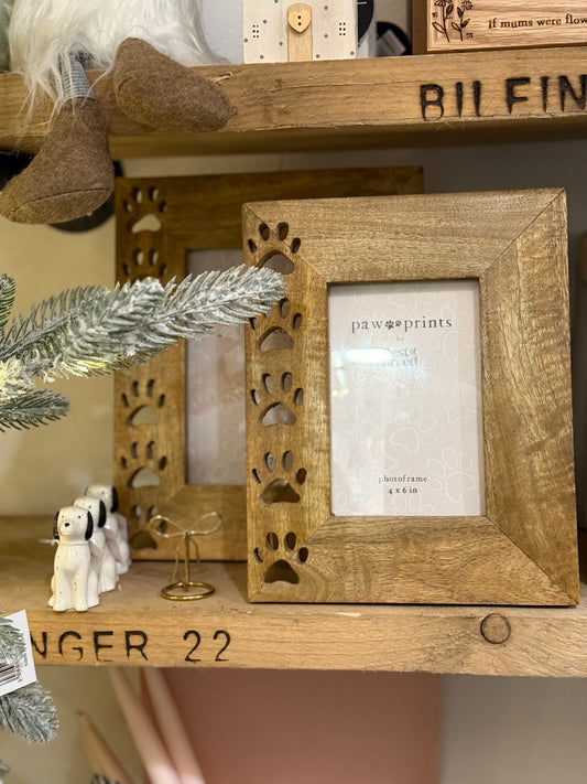 Best Of Breed Paw Print Wood Photo Frame - choice of 2 sizes