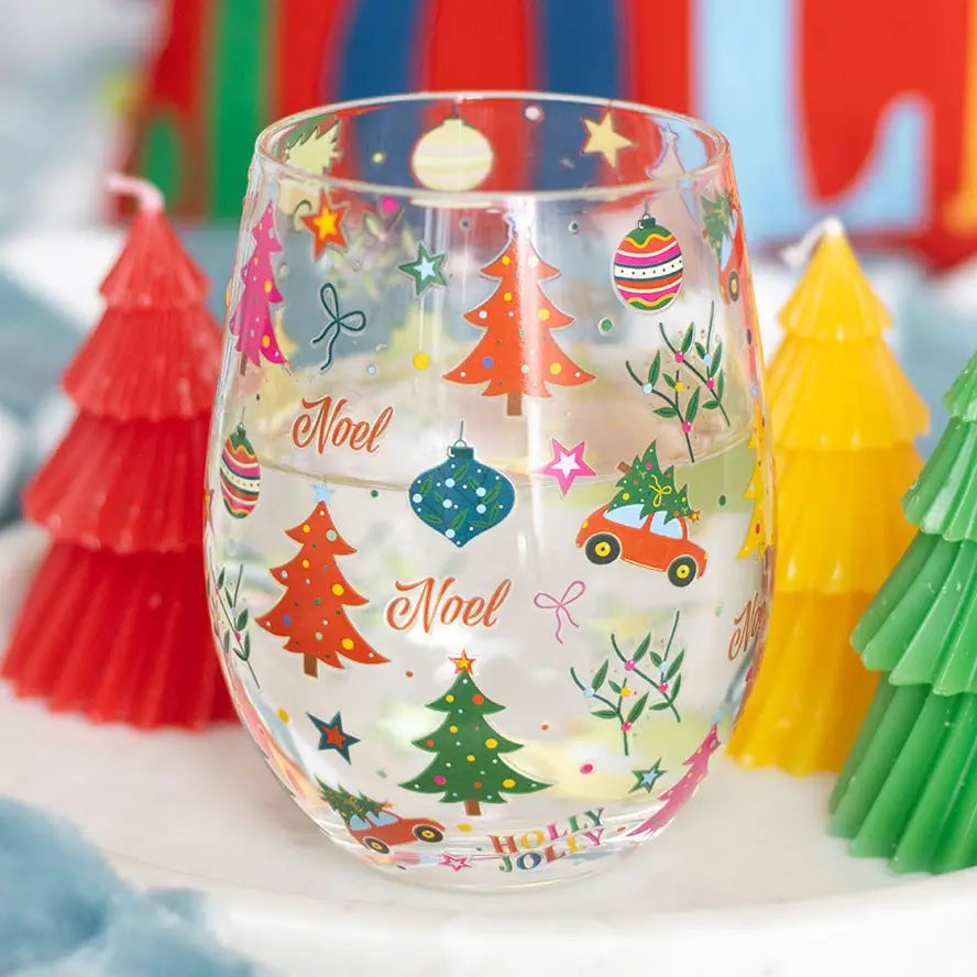 Nostalgic Christmas Print Stemless Glass