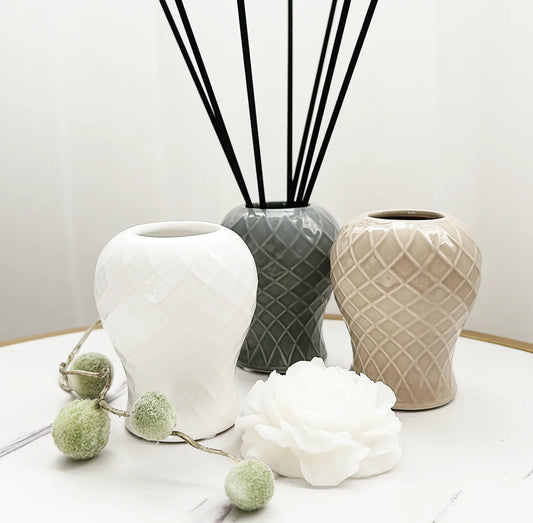 Coco ceramic reed diffuser bottles - grey or white
