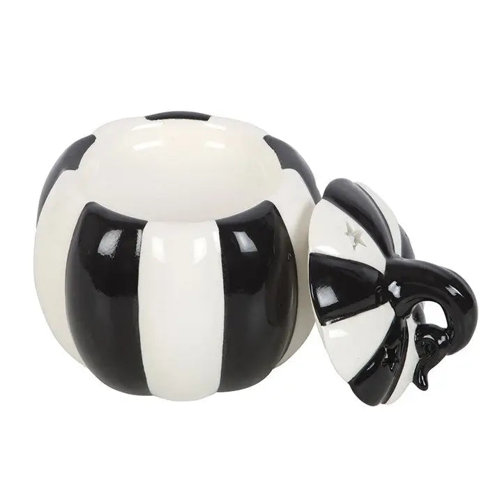 Black and White Striped Halloween Pumpkin wax and Oil Burner