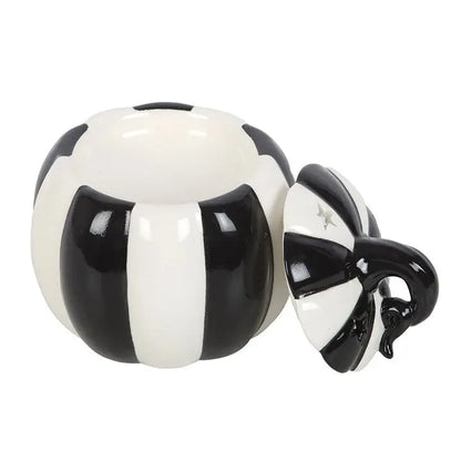 Black and White Striped Halloween Pumpkin wax and Oil Burner