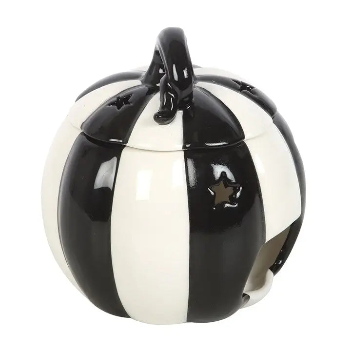 Black and White Striped Halloween Pumpkin wax and Oil Burner