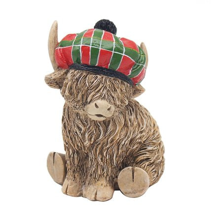 Tartan bonnet highland cow ornament
