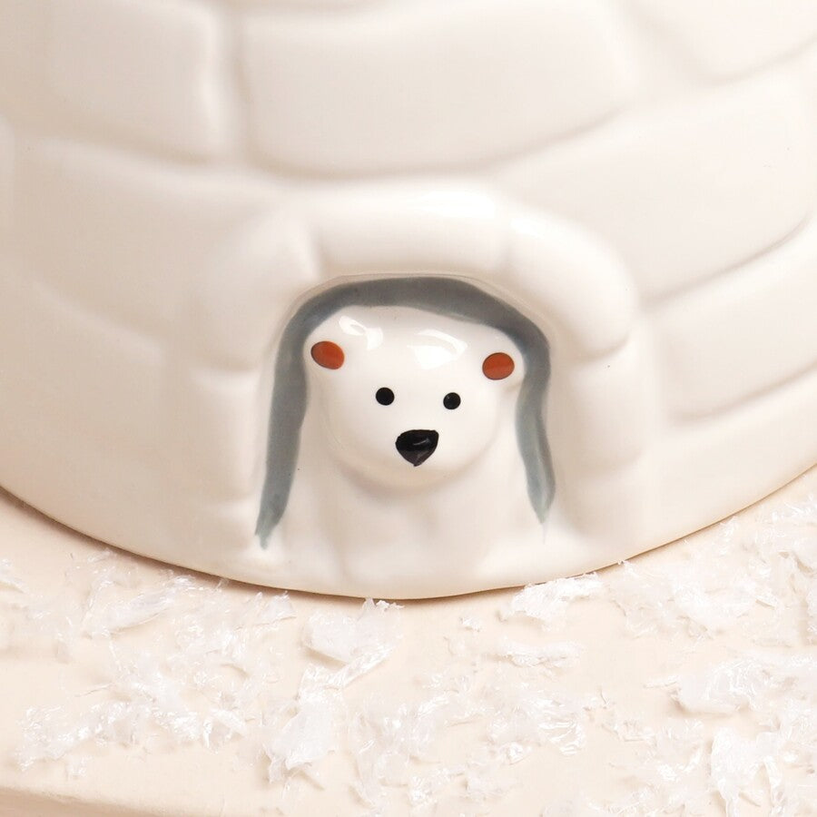 NOVELTY IGLOO CHRISTMAS CERAMIC MUG WITH LID