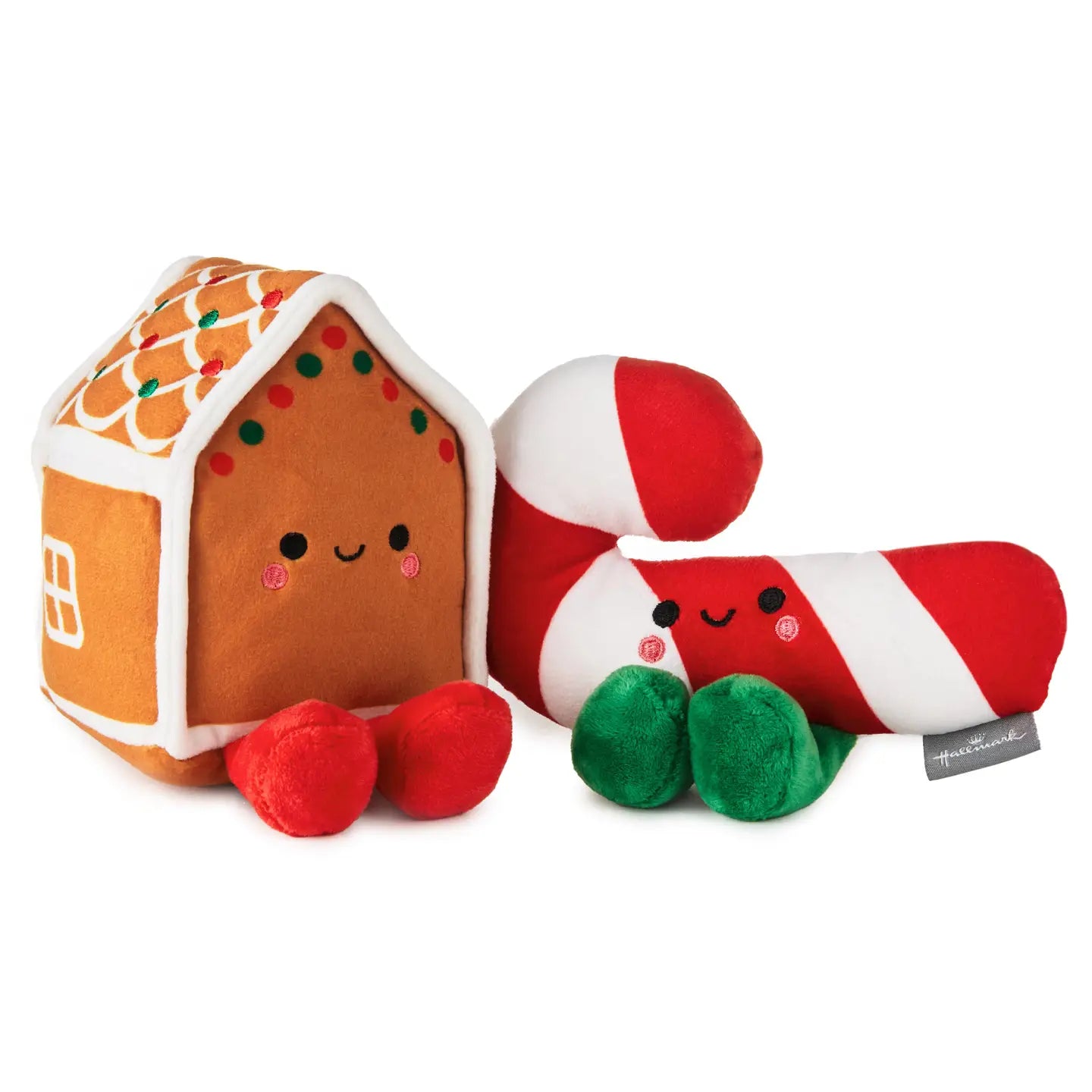 Better together Gingerbread House and Candy Cane Magnetic Plush Pair