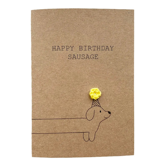 Sausage Dog Happy Birthday Card, Dachshund Happy Birthday