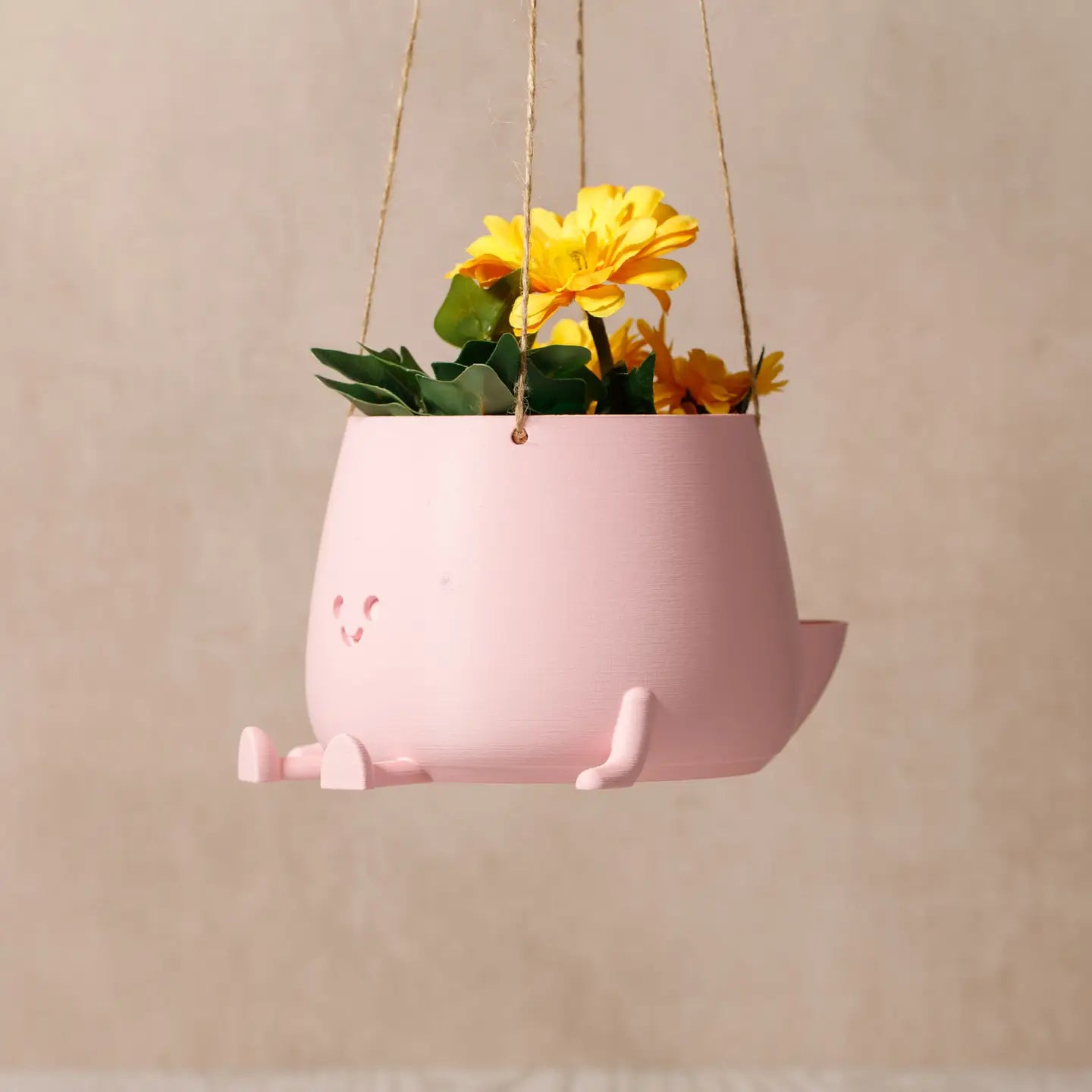 Eco-Elegance: the Sustainable Hanging Happy Pot - Peach Pink