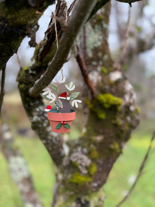 Floral Plant Pot with Hedgehog Ornament