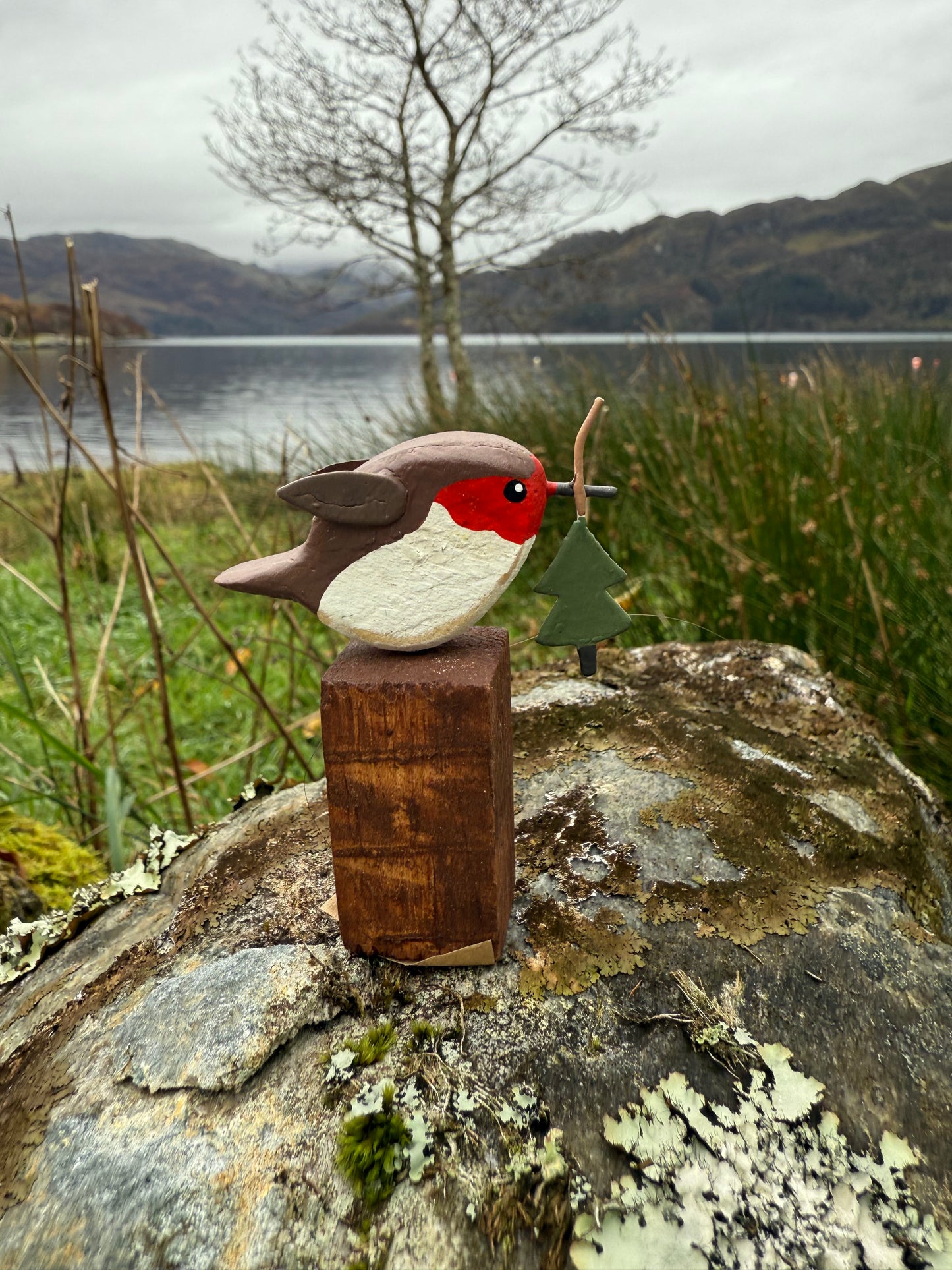 Rustic Robin wooden and tin ornaments by Shoeless Joe