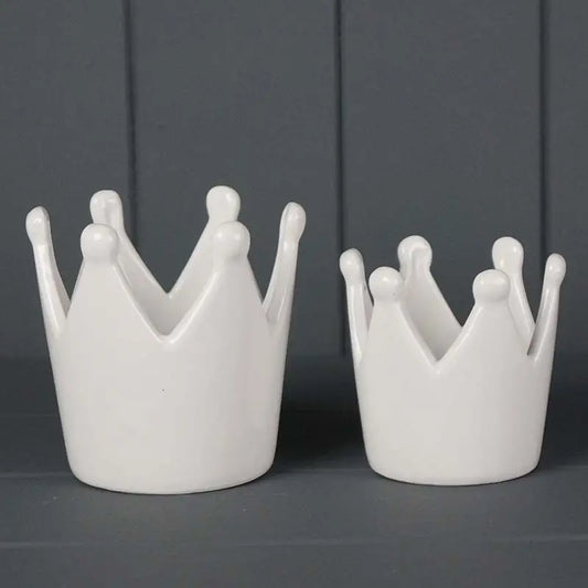 White Ceramic Crown Tealight holder - 4 sizes available