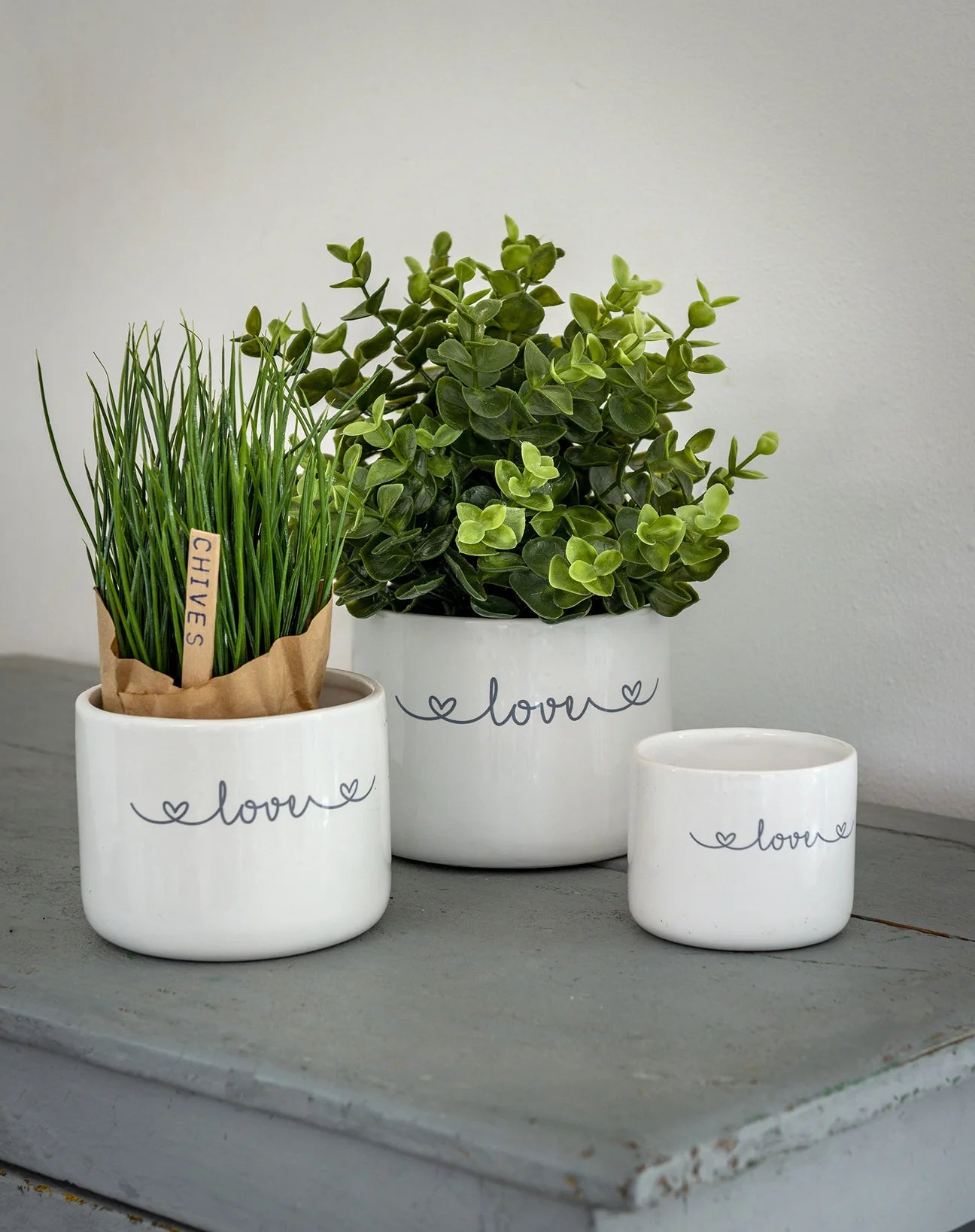 Set of 3 pots - choice of love or home