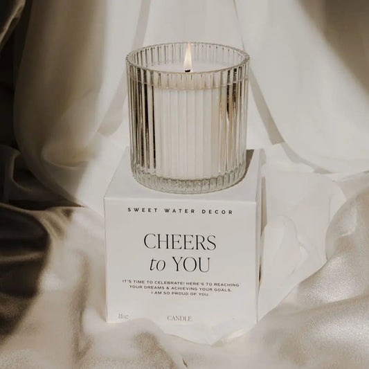 Cheers To You Soy Candle - Ribbed Glass Jar with Box