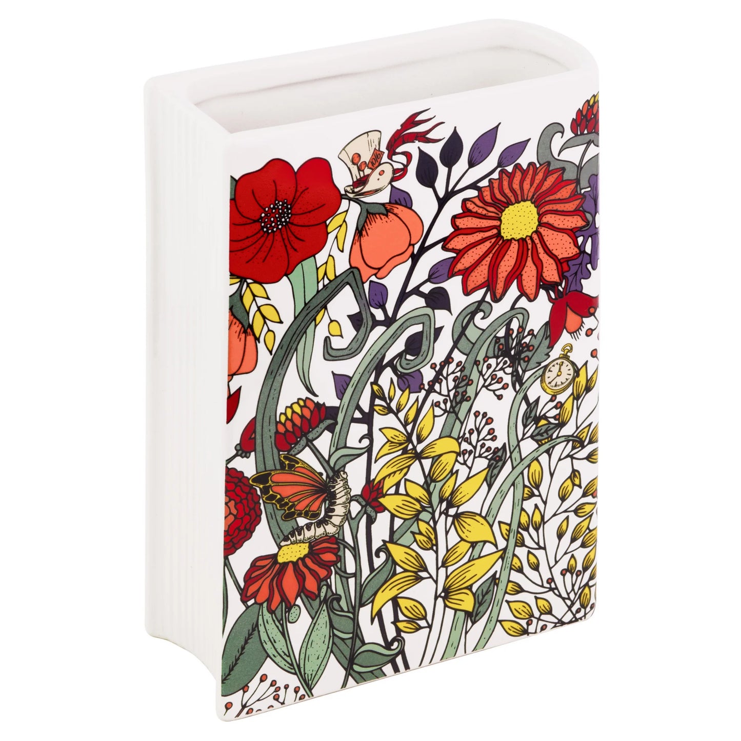 Large Alice in Wonderland ceramic book vase - book lover gift
