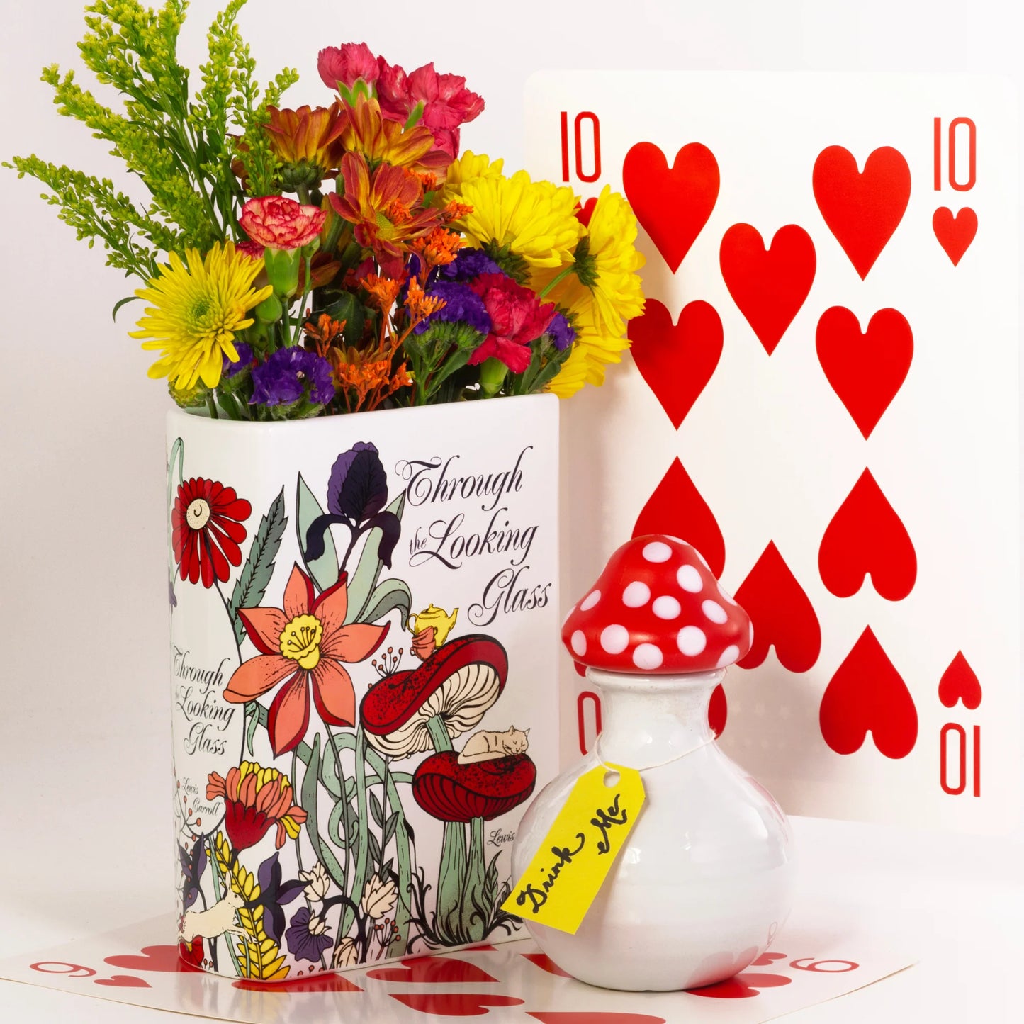 Large Alice in Wonderland ceramic book vase - book lover gift