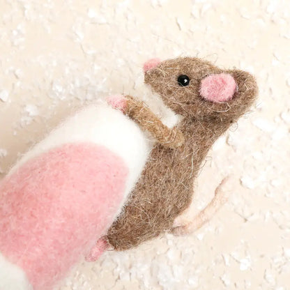 Festive Lollipop Felt Mouse Decoration