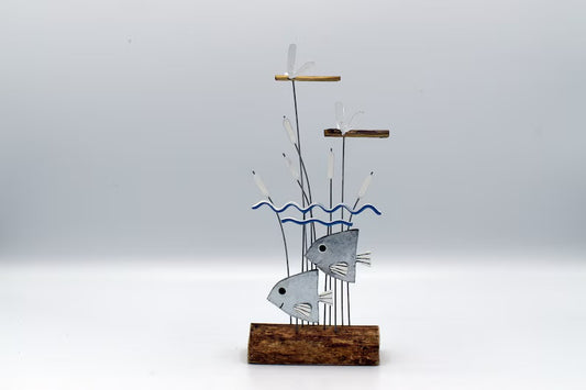Shoeless Joe Fish in Reeds on wooden stand