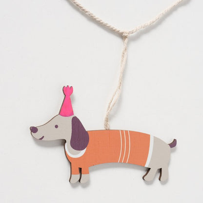 Sausage dog birthday wooden garland
