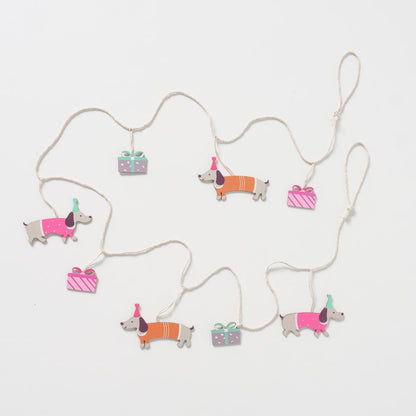 Sausage dog birthday wooden garland