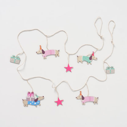 Sausage dog birthday wooden garland