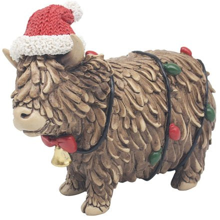 18cm Highland Cow Figurine with Lights