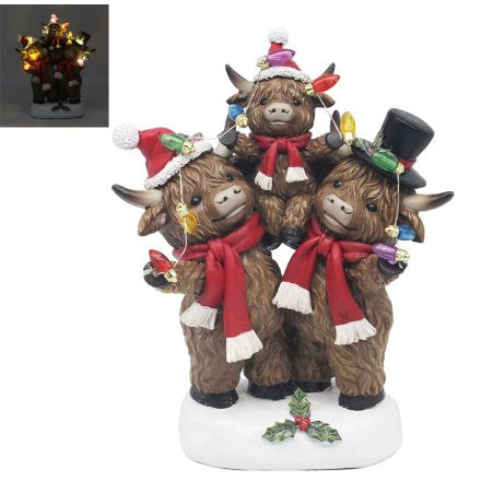 Light up Highland Cow Family, 25cm