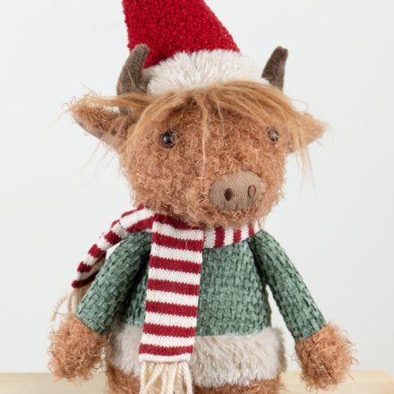 Festive Highland Cow Sitter, 64cm