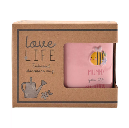 LOVE LIFE EMBOSSED MUG - MUMMY