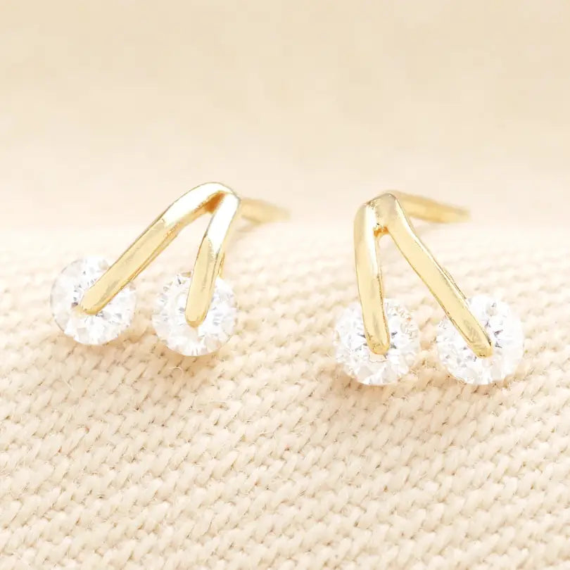 Sterling Silver Crystal Cherry Stud Earrings