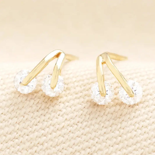 Sterling Silver Crystal Cherry Stud Earrings