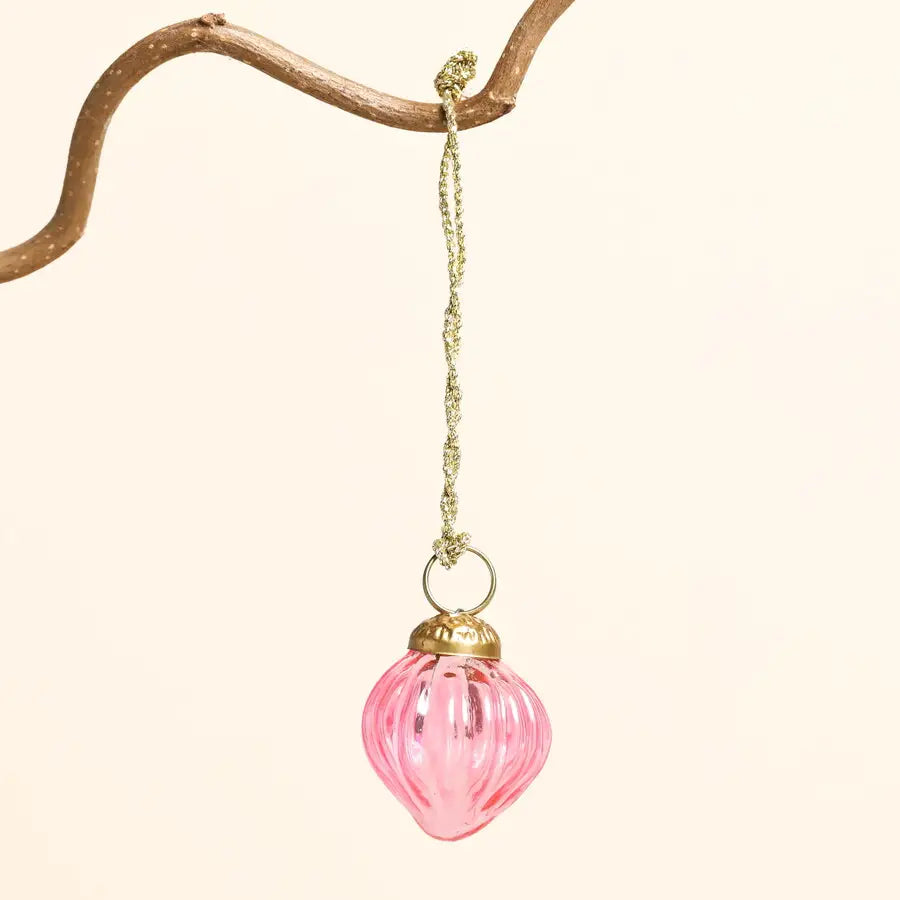 Pink Dimpled Glass Mini Round Bauble