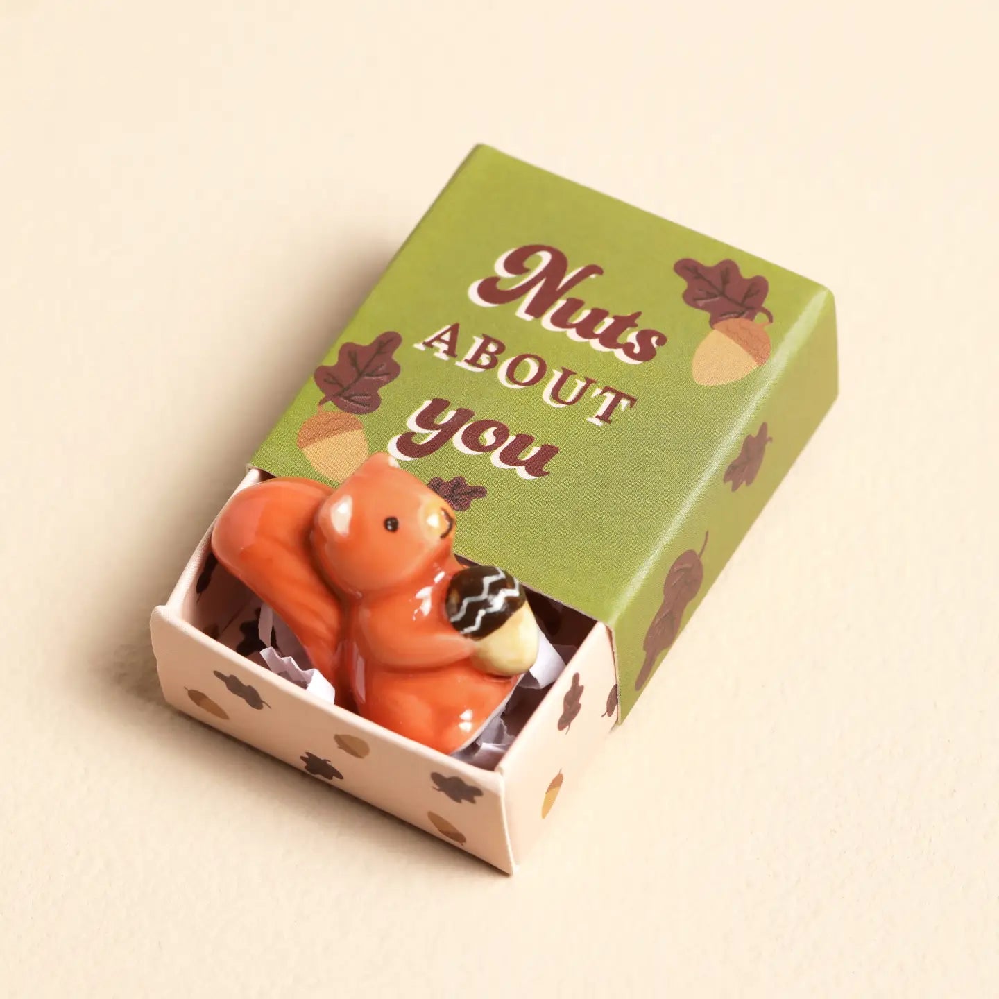 Tiny Matchbox Ceramic Squirrel Token